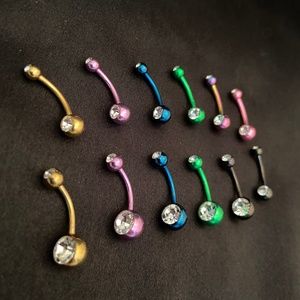 🌳 4/$20 12-Colored Double CZ Gemstone Belly Rings